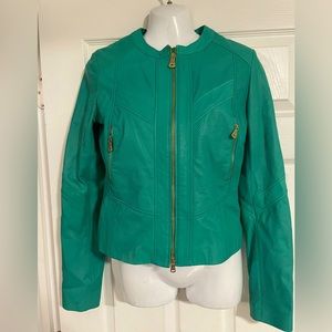 Turquoise Guess leather jacket size small NWOT